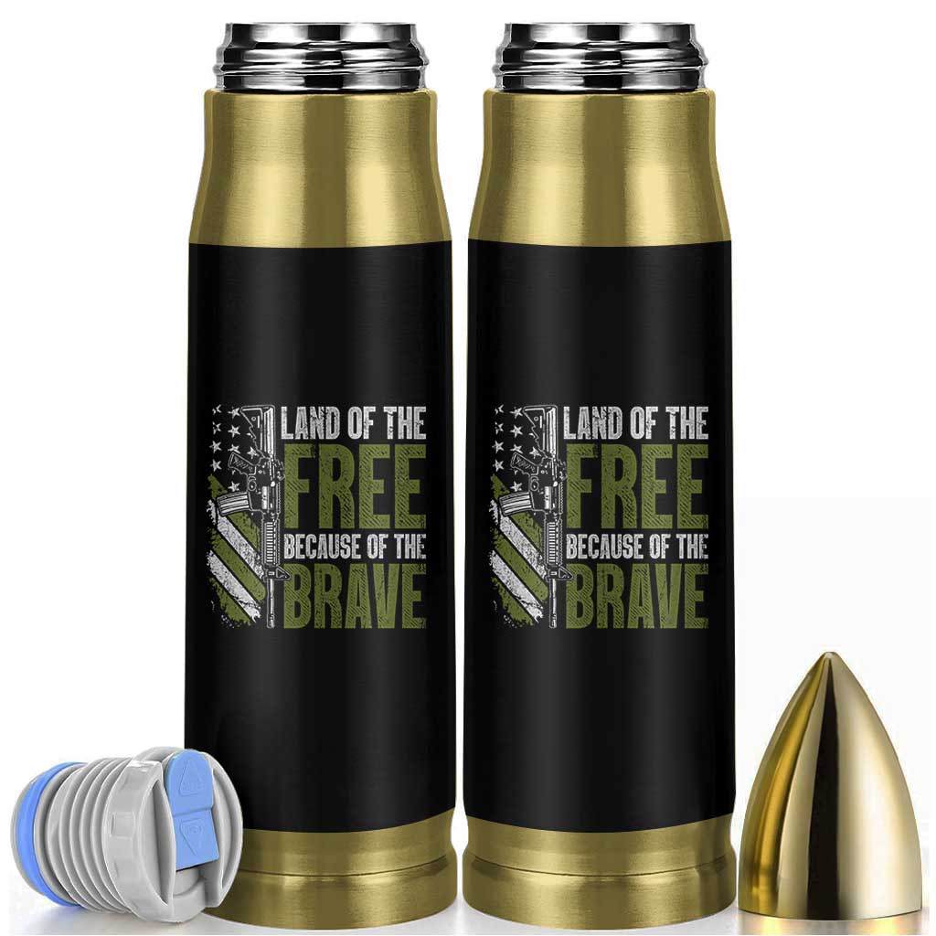 Land of the Free Because of the Brave Bullet Tumbler Gun American Flag - Wonder Print Shop