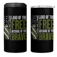 Land of the Free Because of the Brave 4 in 1 Can Cooler Tumbler Gun American Flag - Wonder Print Shop