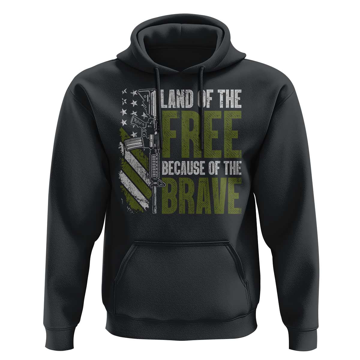 Land of the Free Because of the Brave Hoodie Gun American Flag - Wonder Print Shop