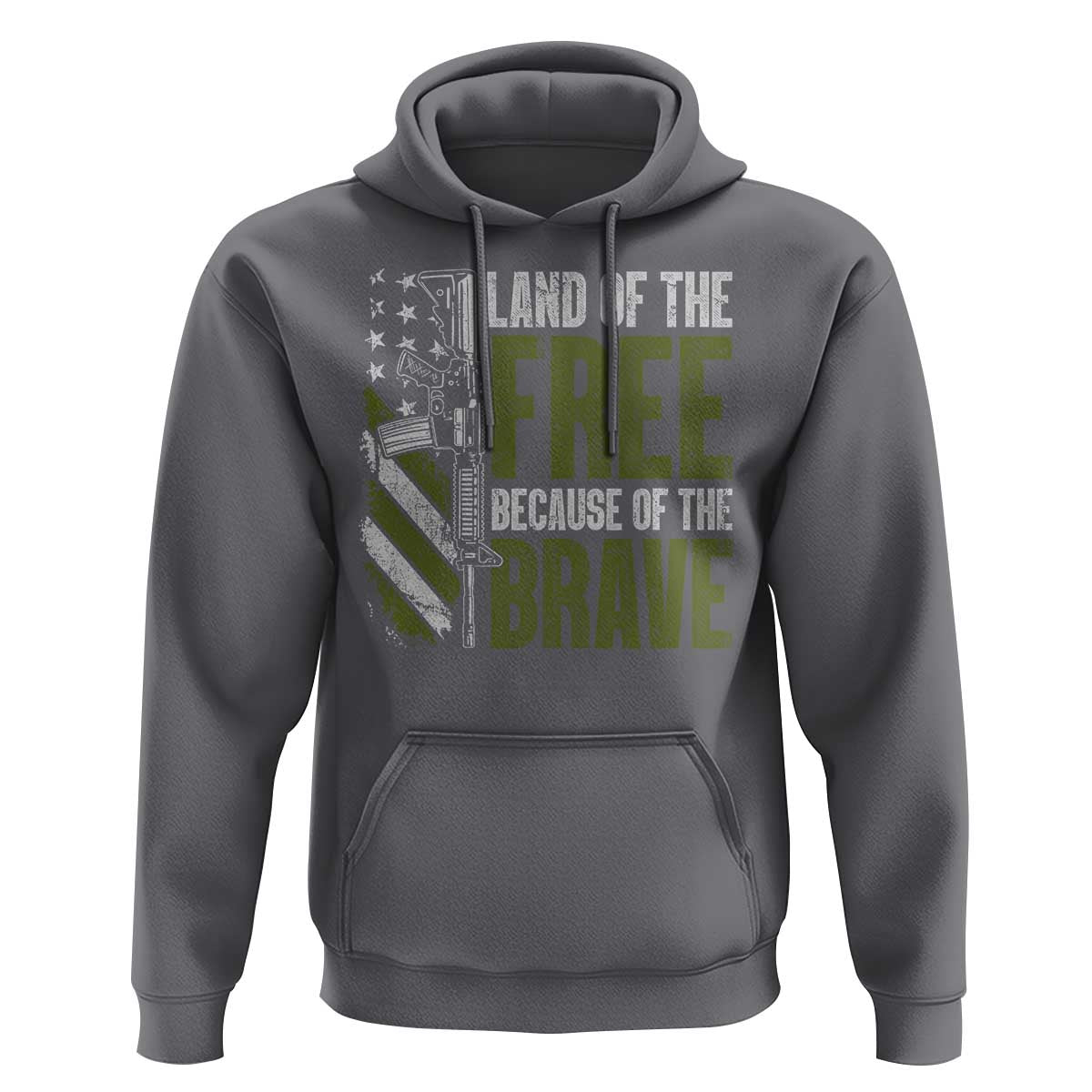 Land of the Free Because of the Brave Hoodie Gun American Flag - Wonder Print Shop