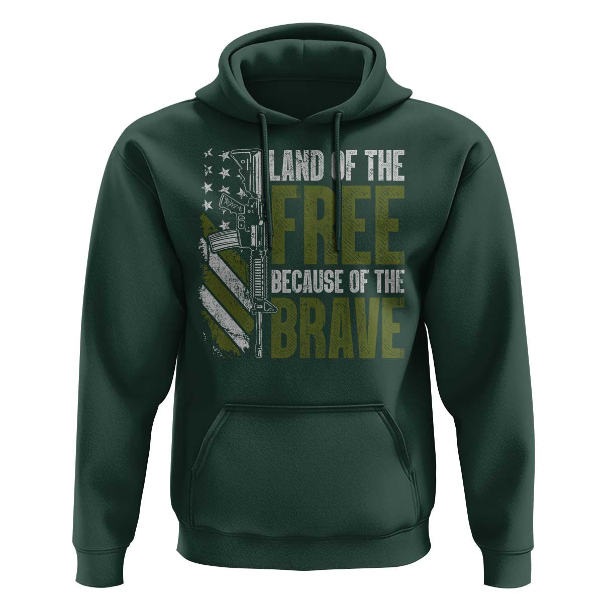Land of the Free Because of the Brave Hoodie Gun American Flag - Wonder Print Shop