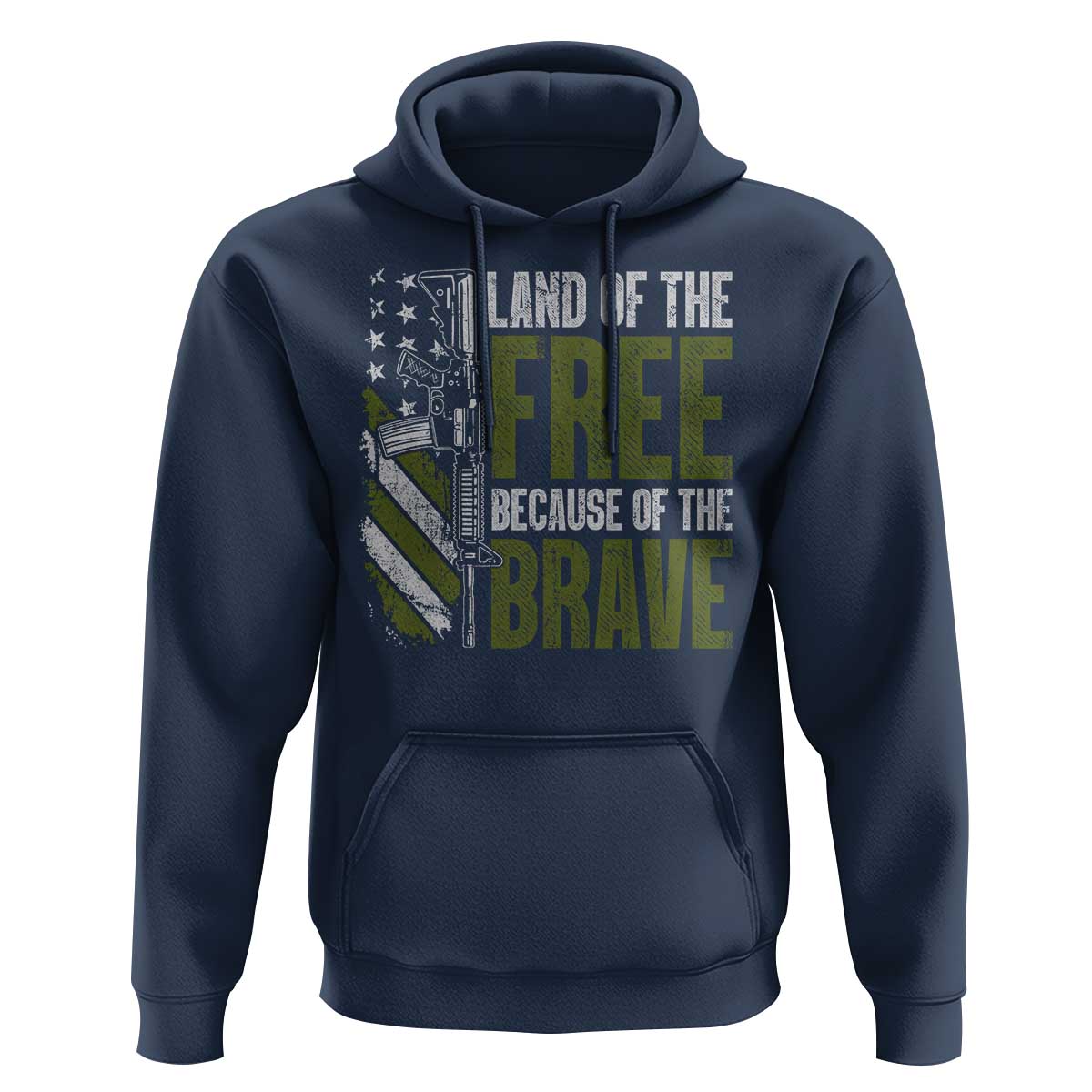 Land of the Free Because of the Brave Hoodie Gun American Flag - Wonder Print Shop