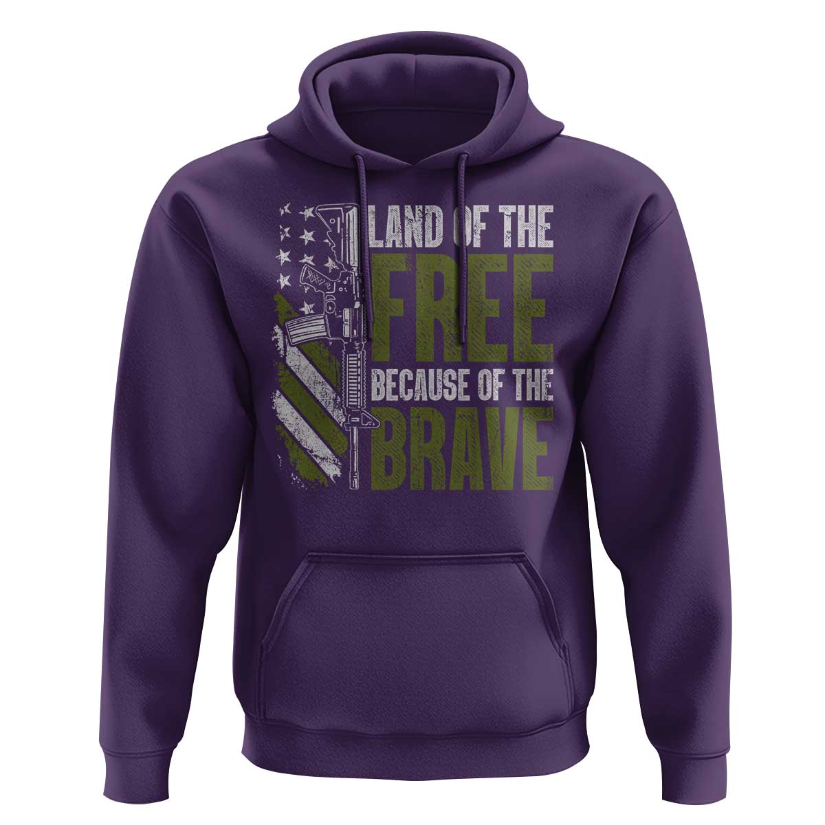 Land of the Free Because of the Brave Hoodie Gun American Flag - Wonder Print Shop