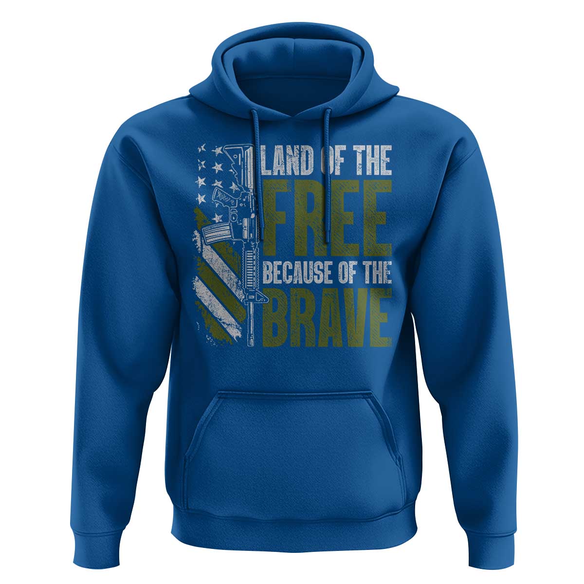 Land of the Free Because of the Brave Hoodie Gun American Flag - Wonder Print Shop