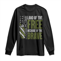 Land of the Free Because of the Brave Long Sleeve Shirt Gun American Flag - Wonder Print Shop