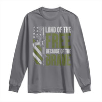 Land of the Free Because of the Brave Long Sleeve Shirt Gun American Flag - Wonder Print Shop