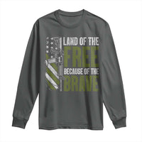 Land of the Free Because of the Brave Long Sleeve Shirt Gun American Flag - Wonder Print Shop