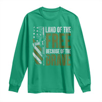Land of the Free Because of the Brave Long Sleeve Shirt Gun American Flag - Wonder Print Shop