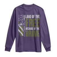 Land of the Free Because of the Brave Long Sleeve Shirt Gun American Flag - Wonder Print Shop