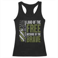 Land of the Free Because of the Brave Racerback Tank Top Gun American Flag - Wonder Print Shop