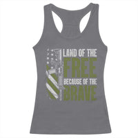 Land of the Free Because of the Brave Racerback Tank Top Gun American Flag - Wonder Print Shop