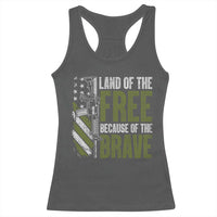 Land of the Free Because of the Brave Racerback Tank Top Gun American Flag - Wonder Print Shop
