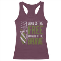 Land of the Free Because of the Brave Racerback Tank Top Gun American Flag - Wonder Print Shop