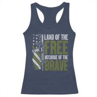 Land of the Free Because of the Brave Racerback Tank Top Gun American Flag - Wonder Print Shop