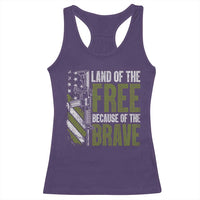 Land of the Free Because of the Brave Racerback Tank Top Gun American Flag - Wonder Print Shop
