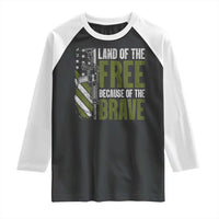 Land of the Free Because of the Brave Raglan Shirt Gun American Flag - Wonder Print Shop