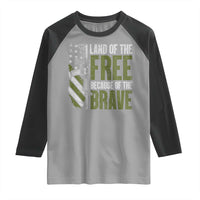 Land of the Free Because of the Brave Raglan Shirt Gun American Flag - Wonder Print Shop