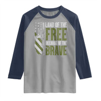 Land of the Free Because of the Brave Raglan Shirt Gun American Flag - Wonder Print Shop
