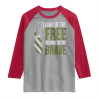 Land of the Free Because of the Brave Raglan Shirt Gun American Flag - Wonder Print Shop