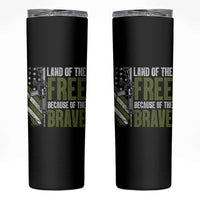 Land of the Free Because of the Brave Skinny Tumbler Gun American Flag - Wonder Print Shop