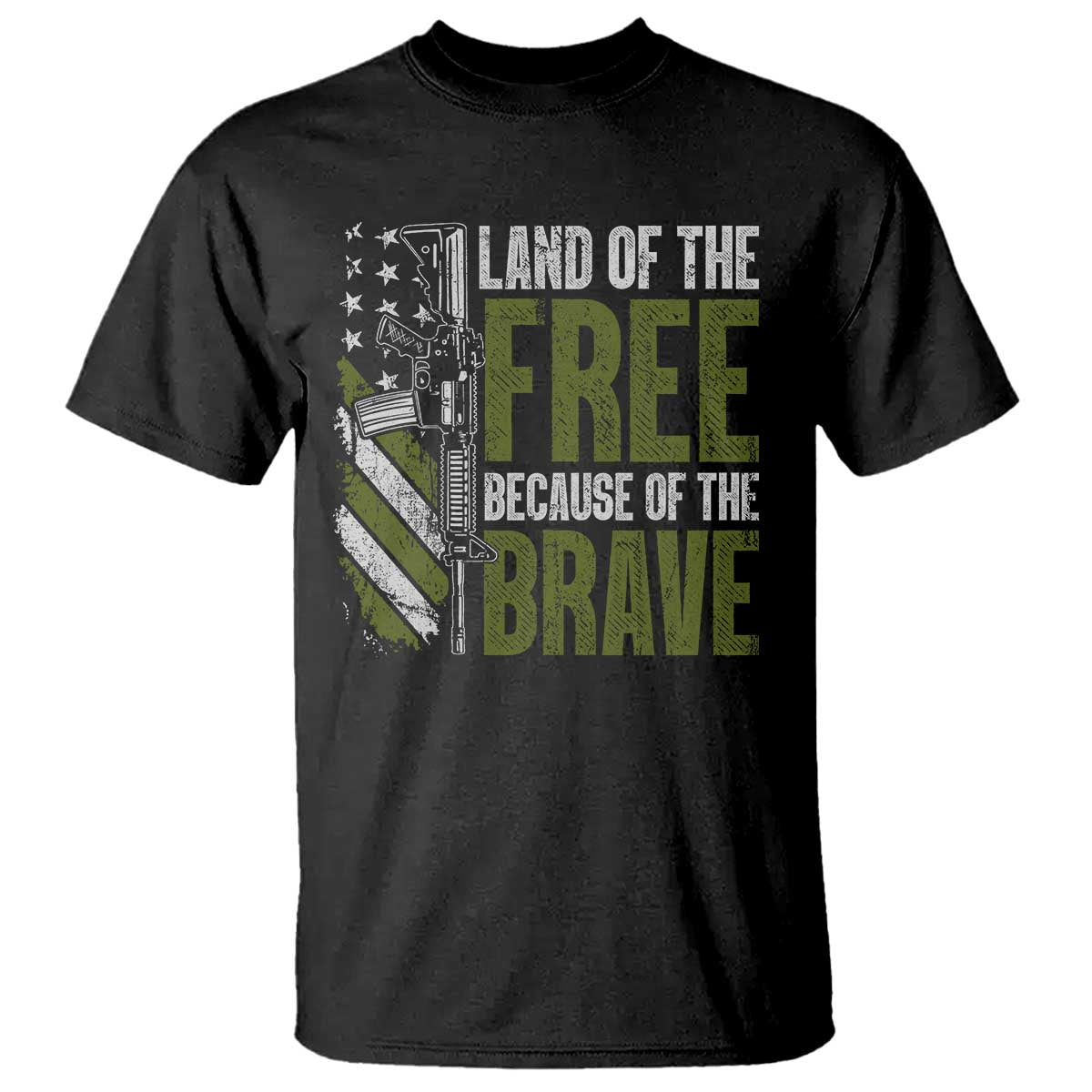 Land of the Free Because of the Brave T Shirt Gun American Flag - Wonder Print Shop