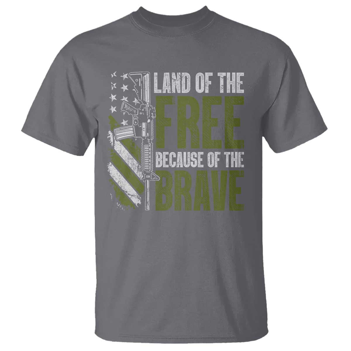 Land of the Free Because of the Brave T Shirt Gun American Flag - Wonder Print Shop