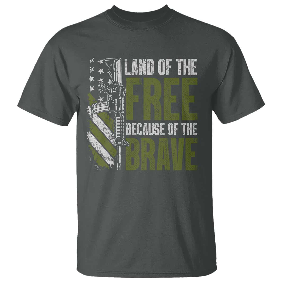 Land of the Free Because of the Brave T Shirt Gun American Flag - Wonder Print Shop