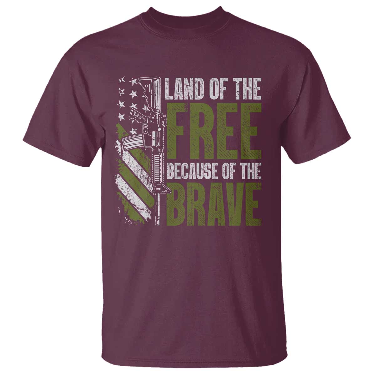 Land of the Free Because of the Brave T Shirt Gun American Flag - Wonder Print Shop