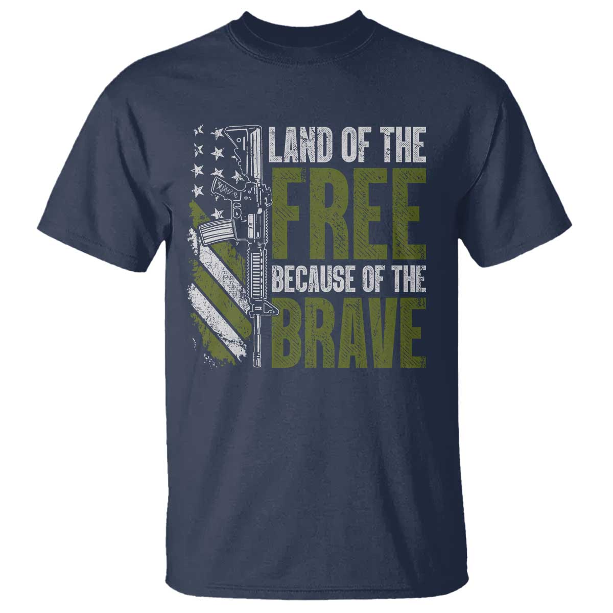 Land of the Free Because of the Brave T Shirt Gun American Flag - Wonder Print Shop