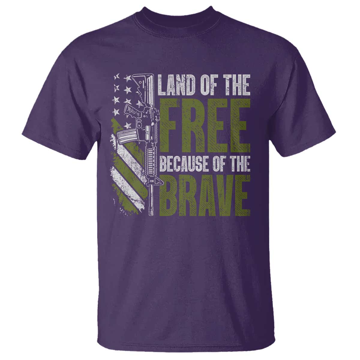 Land of the Free Because of the Brave T Shirt Gun American Flag - Wonder Print Shop