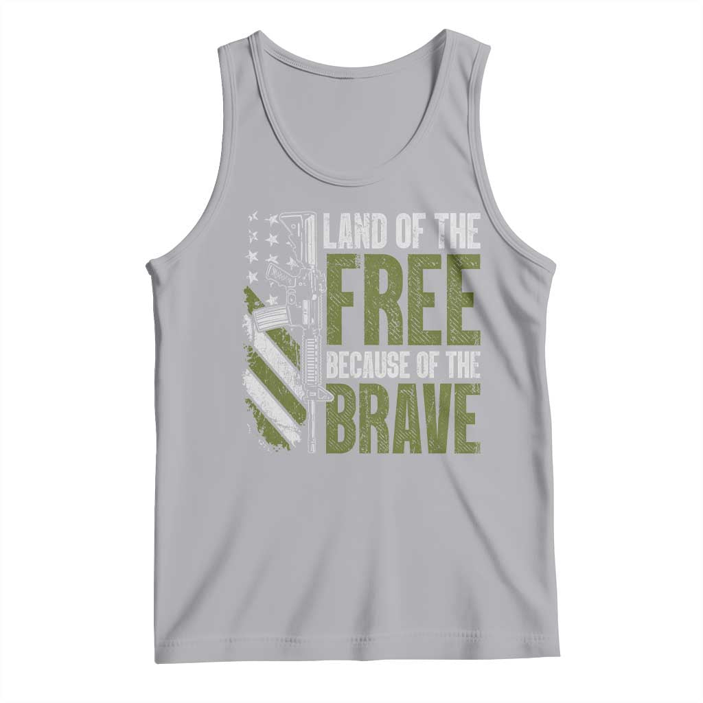 Land of the Free Because of the Brave Tank Top Gun American Flag - Wonder Print Shop