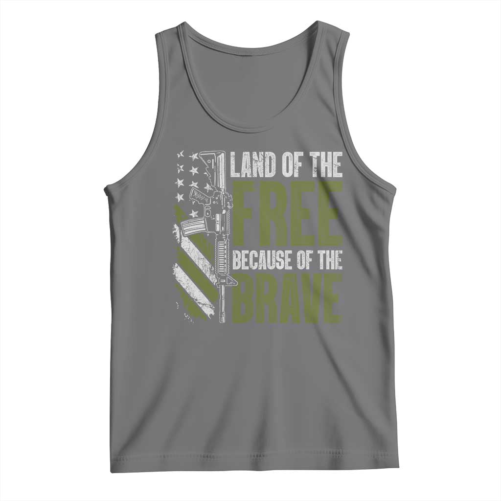 Land of the Free Because of the Brave Tank Top Gun American Flag - Wonder Print Shop