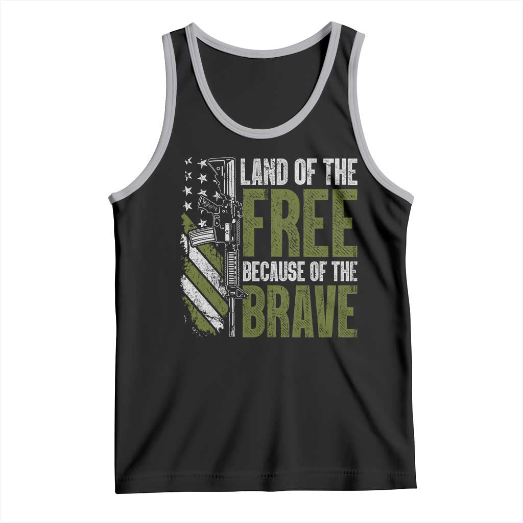 Land of the Free Because of the Brave Tank Top Gun American Flag - Wonder Print Shop