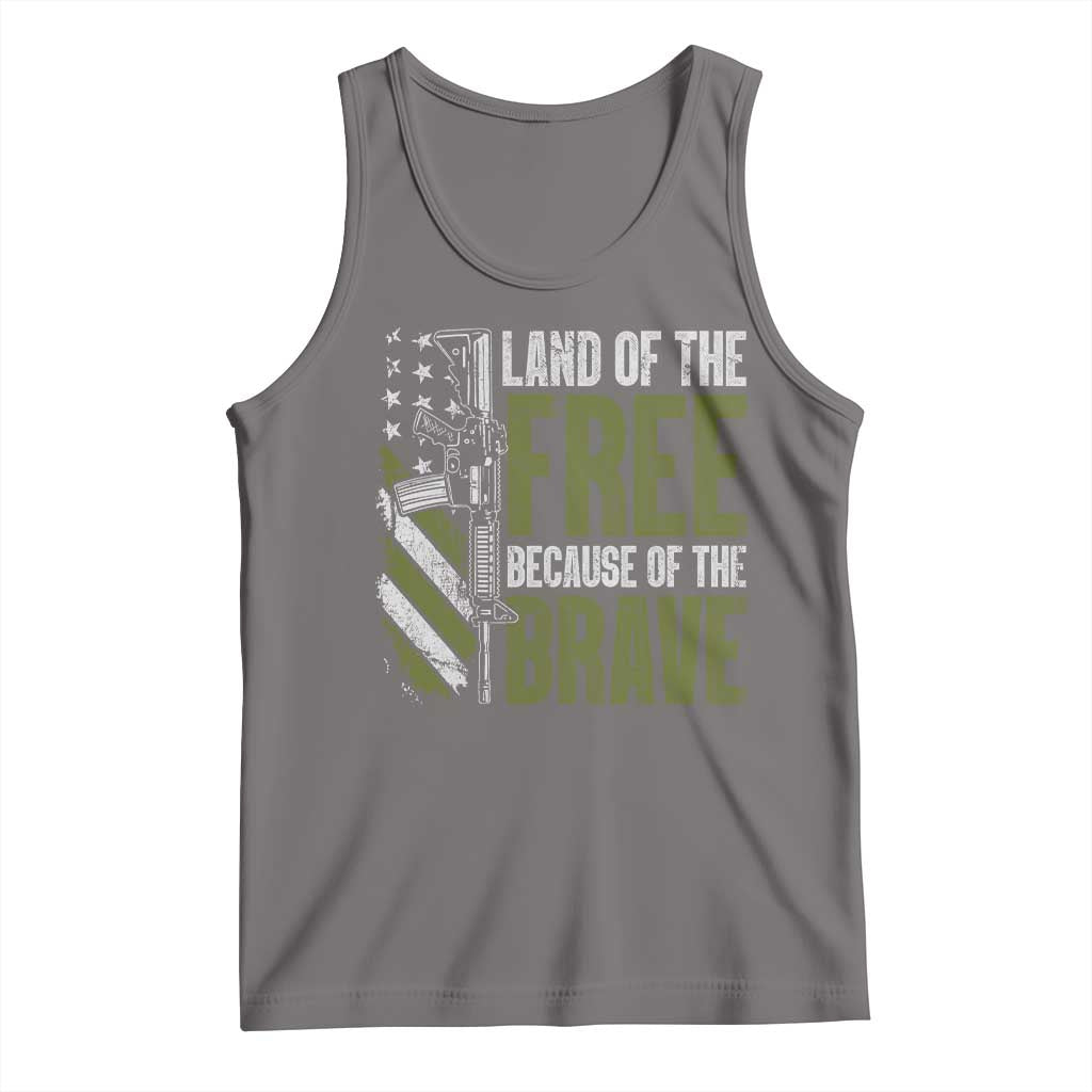 Land of the Free Because of the Brave Tank Top Gun American Flag - Wonder Print Shop