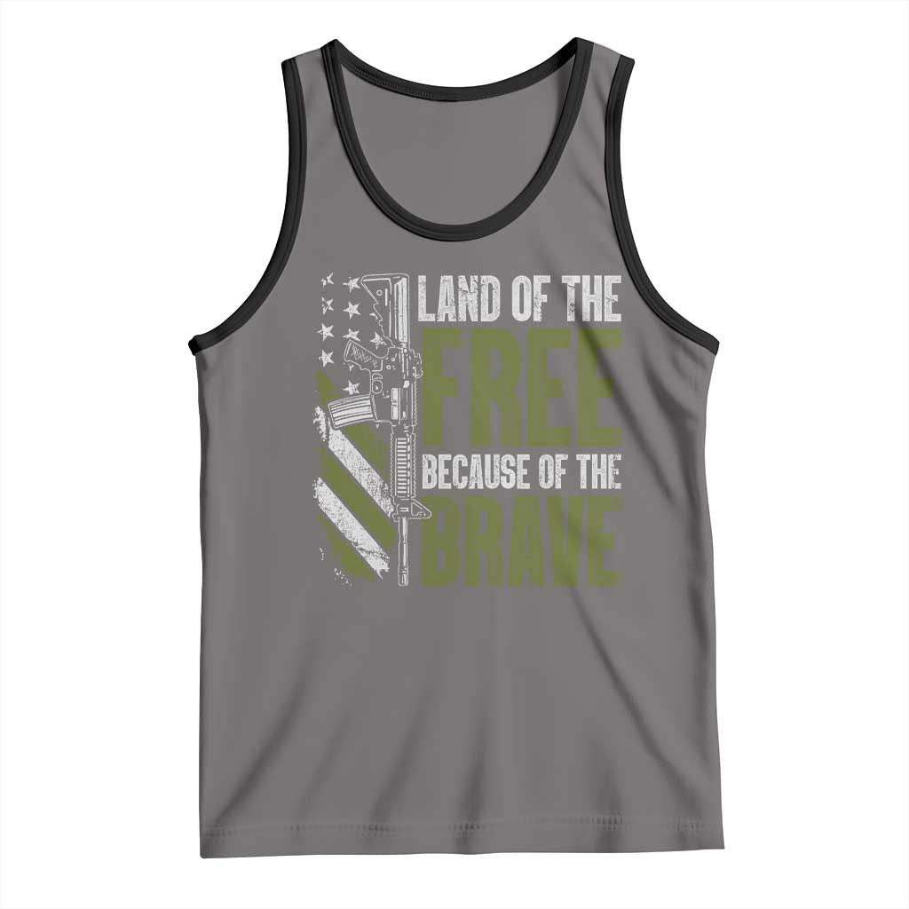 Land of the Free Because of the Brave Tank Top Gun American Flag - Wonder Print Shop