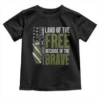 Land of the Free Because of the Brave Toddler T Shirt Gun American Flag - Wonder Print Shop