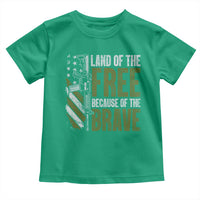 Land of the Free Because of the Brave Toddler T Shirt Gun American Flag - Wonder Print Shop