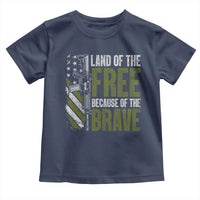 Land of the Free Because of the Brave Toddler T Shirt Gun American Flag - Wonder Print Shop