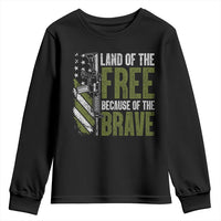Land of the Free Because of the Brave Youth Sweatshirt Gun American Flag - Wonder Print Shop