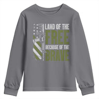 Land of the Free Because of the Brave Youth Sweatshirt Gun American Flag - Wonder Print Shop