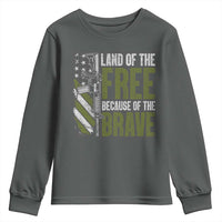 Land of the Free Because of the Brave Youth Sweatshirt Gun American Flag - Wonder Print Shop