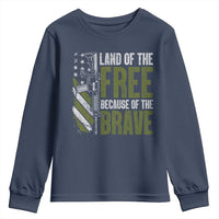 Land of the Free Because of the Brave Youth Sweatshirt Gun American Flag - Wonder Print Shop