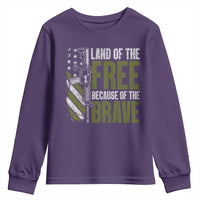Land of the Free Because of the Brave Youth Sweatshirt Gun American Flag - Wonder Print Shop