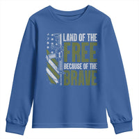 Land of the Free Because of the Brave Youth Sweatshirt Gun American Flag - Wonder Print Shop