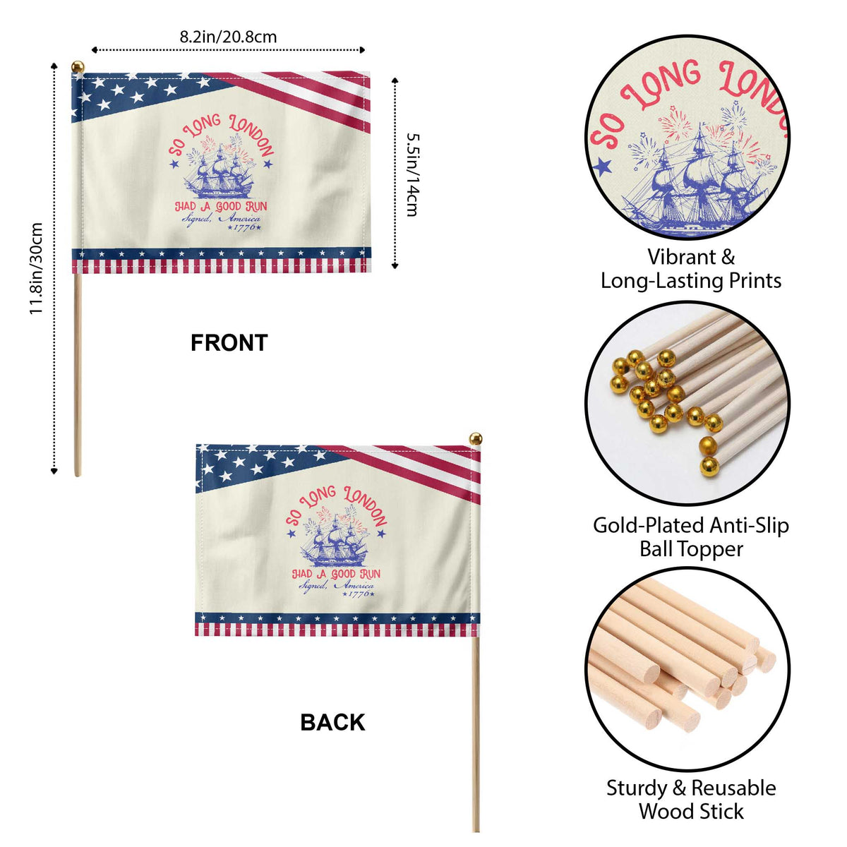 Funny 4th Of July Patriotic Handheld Flag So Long London Had A Good Run Usa