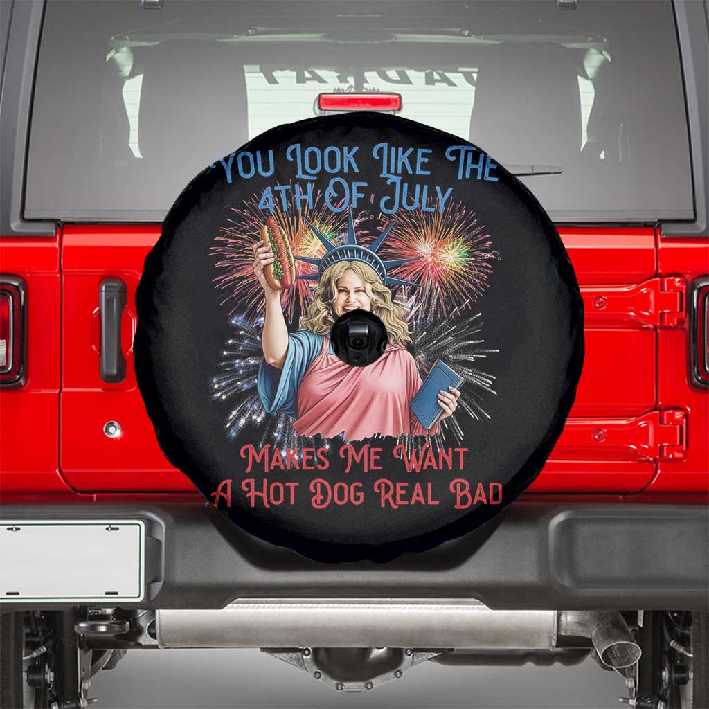 You Look Like The 4th Of July Makes Me Want A Hot Dog Real Bad Spare Tire Cover Funny 4th July Hot Dog Meme - Wonder Print Shop