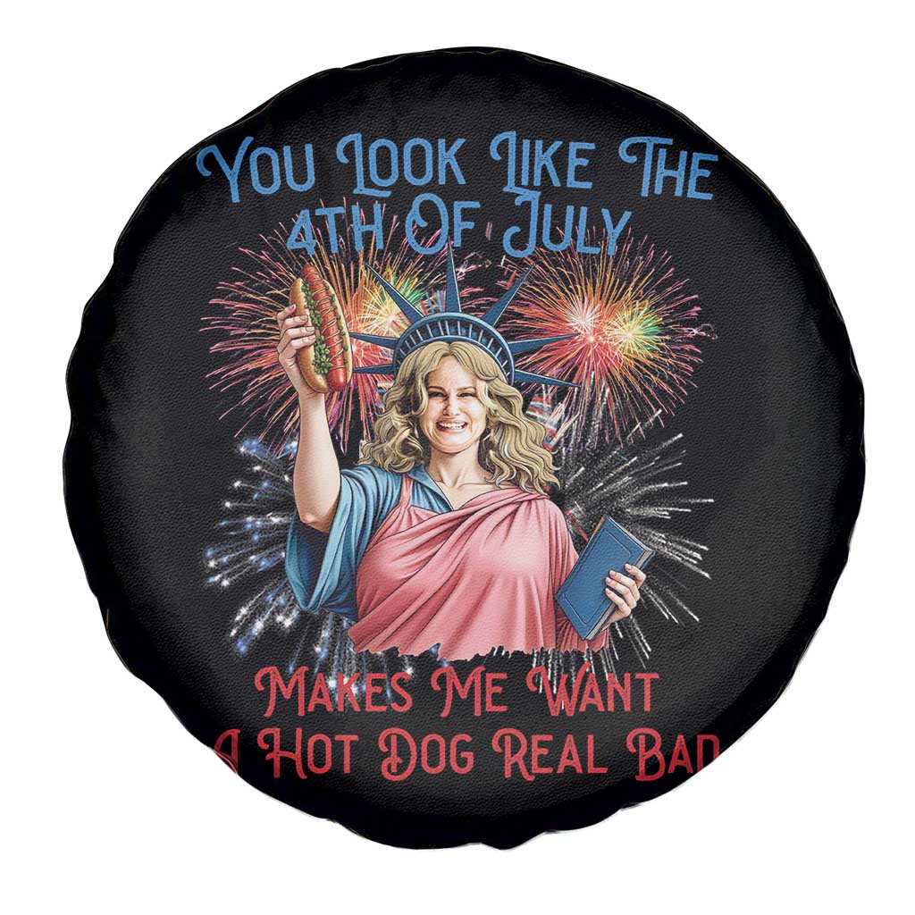 You Look Like The 4th Of July Makes Me Want A Hot Dog Real Bad Spare Tire Cover Funny 4th July Hot Dog Meme - Wonder Print Shop