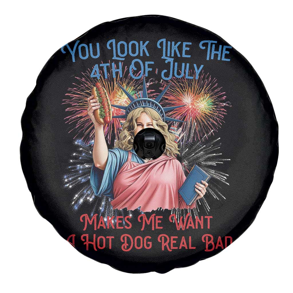 You Look Like The 4th Of July Makes Me Want A Hot Dog Real Bad Spare Tire Cover Funny 4th July Hot Dog Meme - Wonder Print Shop