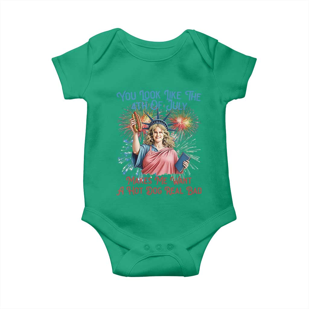 You Look Like The 4th Of July Makes Me Want A Hot Dog Real Bad Baby Onesie Funny 4th July Hot Dog Meme - Wonder Print Shop