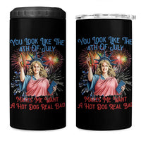 You Look Like The 4th Of July Makes Me Want A Hot Dog Real Bad 4 in 1 Can Cooler Tumbler Funny 4th July Hot Dog Meme - Wonder Print Shop